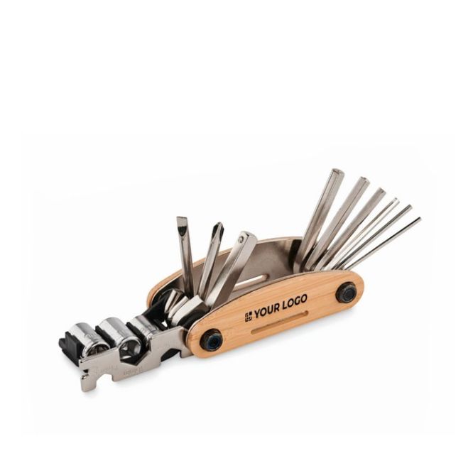 Utensile tascabile multiuso con scocca in bambù ed 11 funzioni