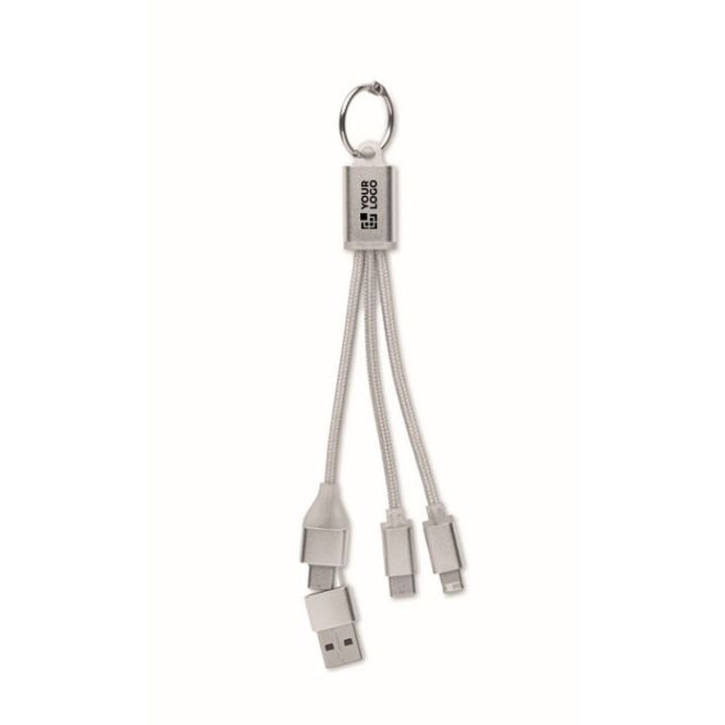 Portachiavi 2 in 1 con cavetto di ricarica e 3 connessioni diverse