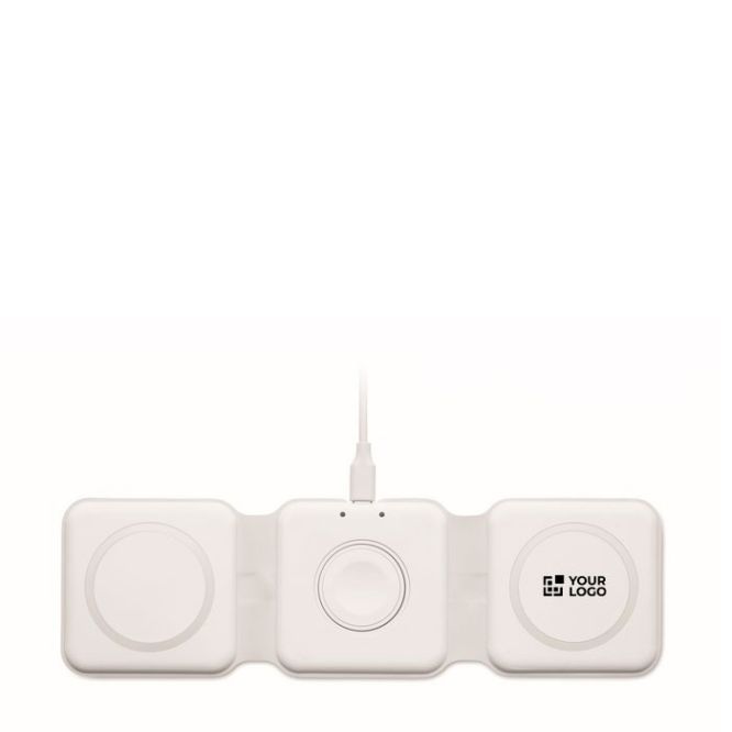 Base di ricarica wireless pieghevole in ABS con 3 punti di ricarica 15W