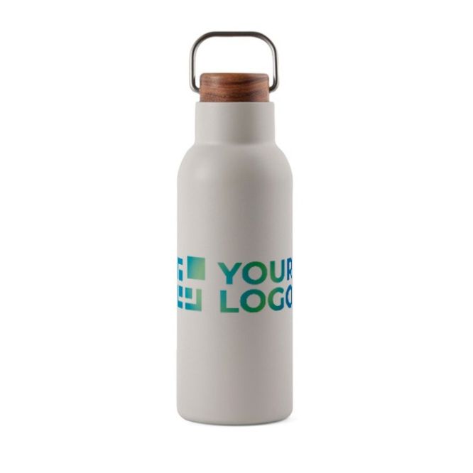 Borraccia in acciaio inox riciclato con manico e tappo in legno 580ml