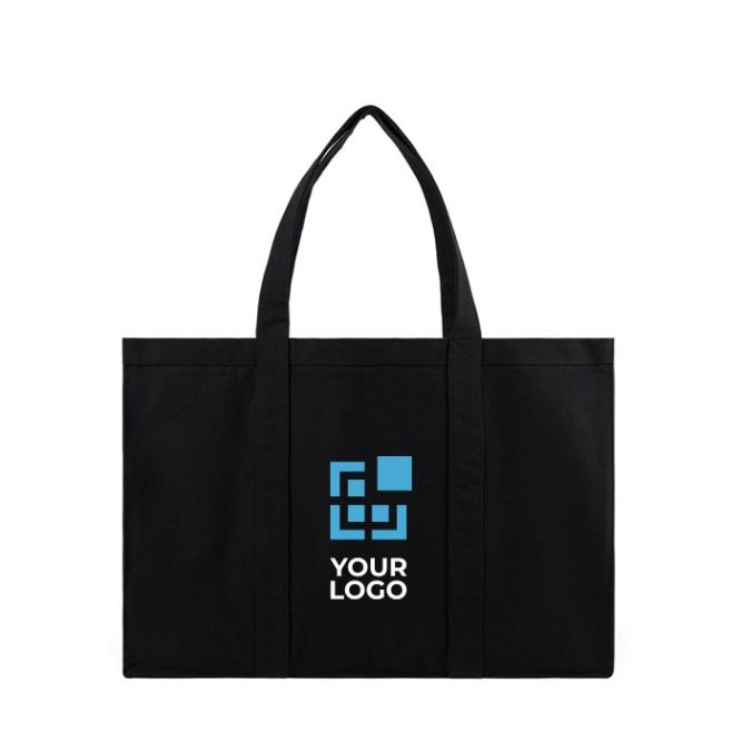 Borsa con soffietto e tasca interna in tela riciclata da 400 g/m²