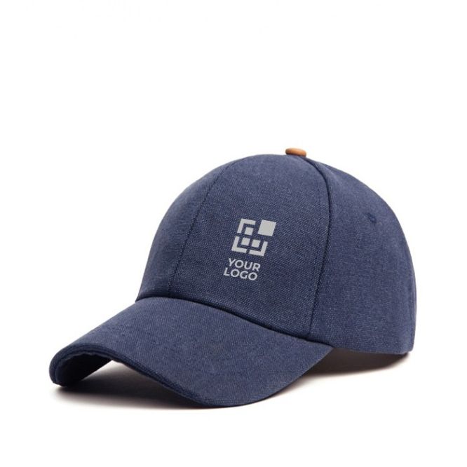 Cappello in tela di cotone riciclato con dettagli in pelle sintetica