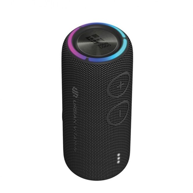 Altoparlante wireless impermeabile con doppi subwoofer da 30W color nero vista area di stampa