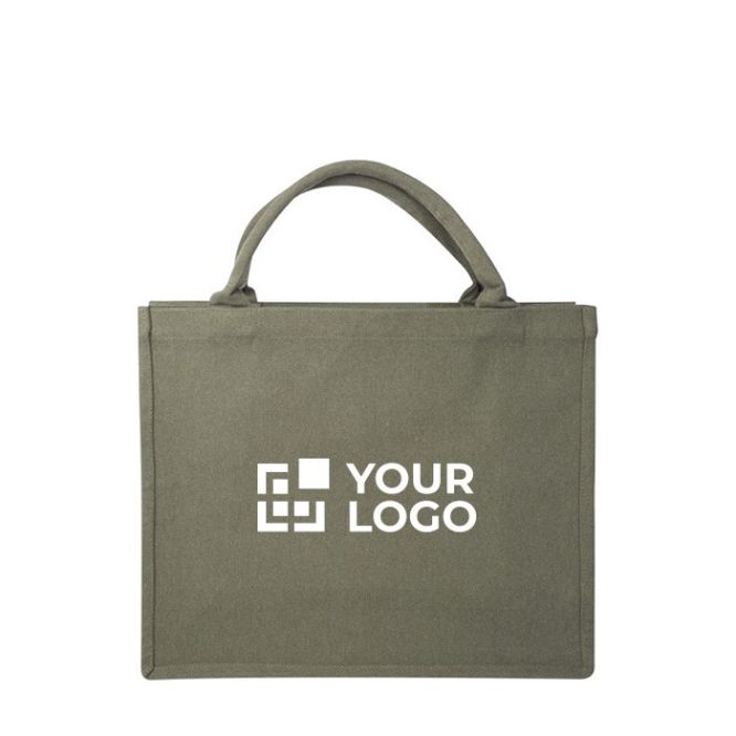 Tote bag in cotone riciclato e poliestere da 500 g/m² con manici corti