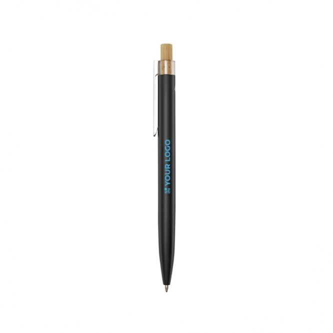 Penna in alluminio e bambù con dettaglio trasparente e inchiostro blu