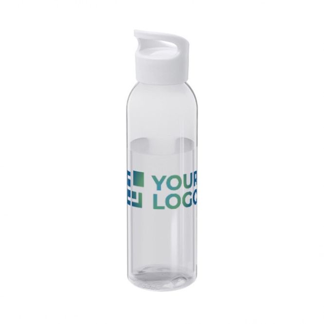 Borraccia in plastica riciclata trasparente con manico sul tappo 650ml
