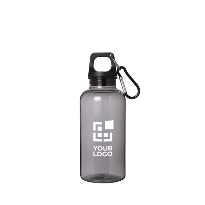 Borraccia in plastica riciclata trasparente con moschettone 400ml