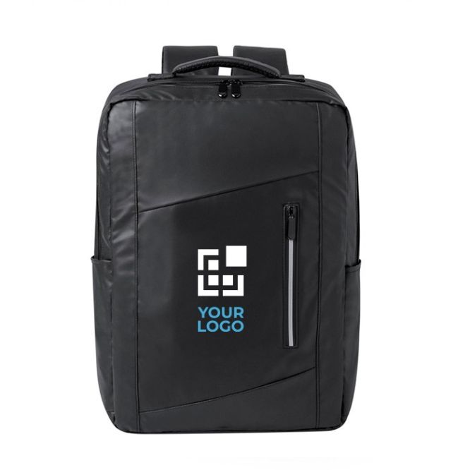 Zaino in similpelle con striscia riflettente e tasca per pc da 15''