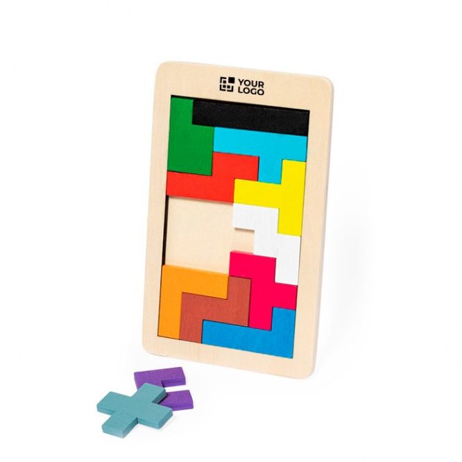 Gioco di abilità con 12 pezzi in legno di varie forme e colori