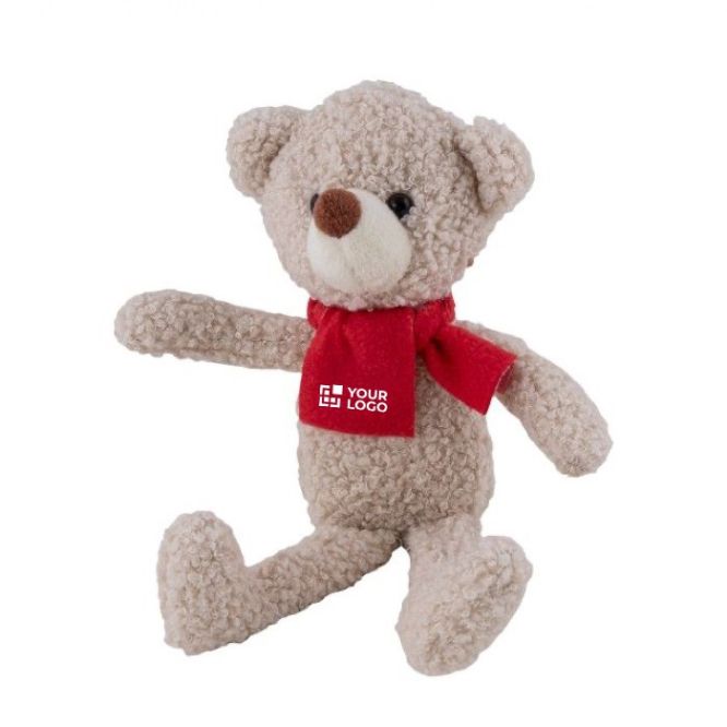 Orsacchiotto di peluche con sciarpa rossa personalizzabile