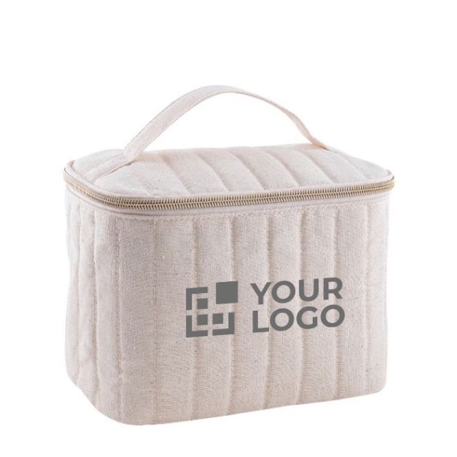 Trousse con cerniera dorata in cotone riciclato e poliestere 180 g/m²