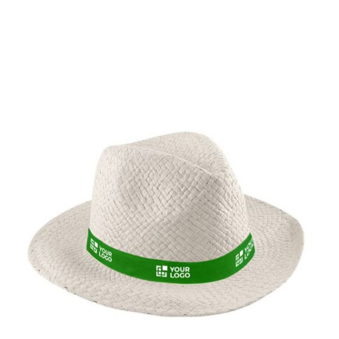Cappello di carta classico a tesa larga con nastro personalizzabile