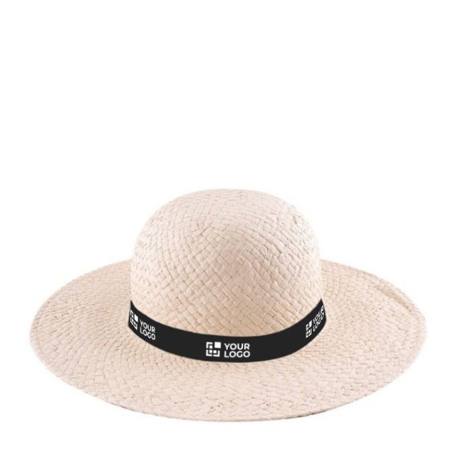 Cappello di carta da donna a tesa larga con nastro personalizzabile