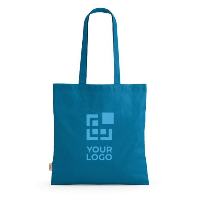 Tote bag con manici lunghi in rPET e cotone riciclato da 140 g/m²