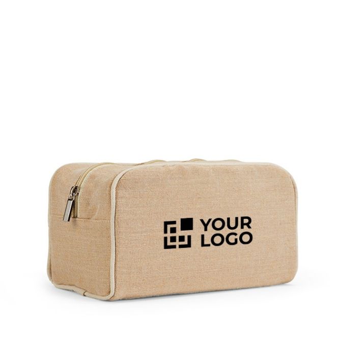 Beauty case con un solo scomparto con zip in iuta e cotone 260 g/m²