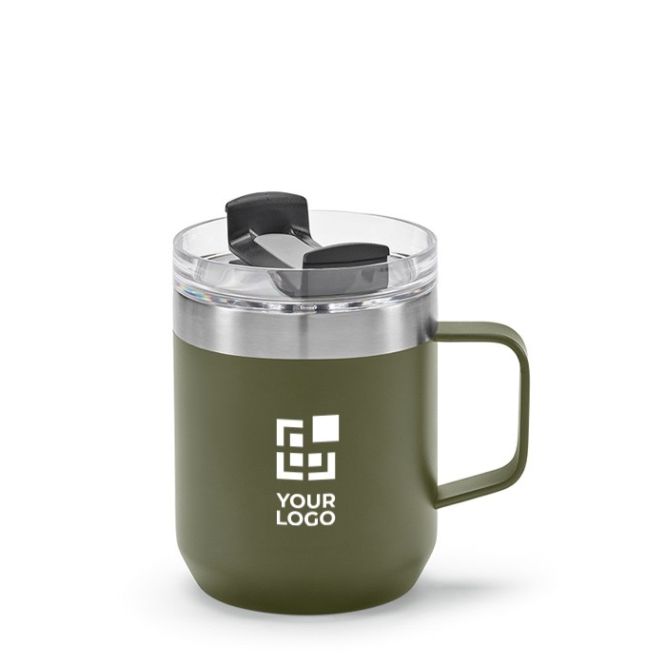 Tazza d'asporto in acciaio inox riciclato con coperchio girevole 350ml