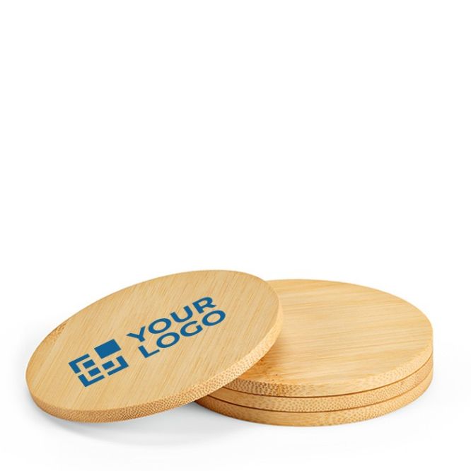 Set di 4 sottobicchieri rotondi in bambù di ispirazione zen