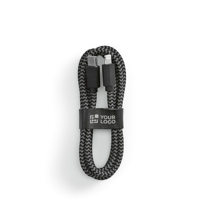 Cavetto di ricarica in rPET da 1m con connettore USB-C e Lightning