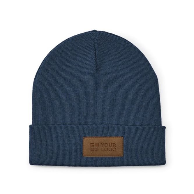 Berretto in lana ed rPET con patch personalizzabile sul risvolto