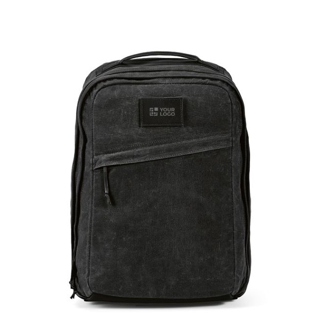 Zaino da 27l con tasca per pc in cotone riciclato cerato da 230g/m²