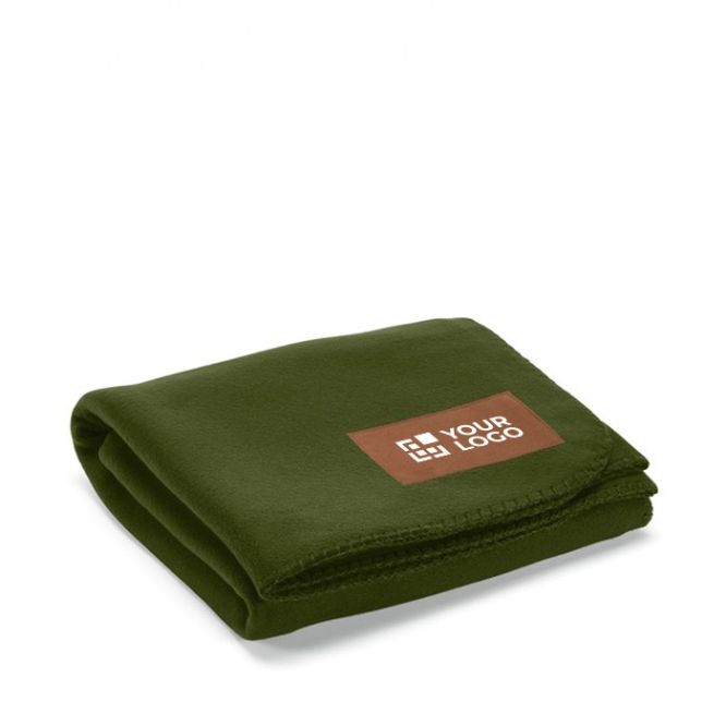 Coperta ecologica in rPET da 180 g/m² con toppa in PU personalizzabile