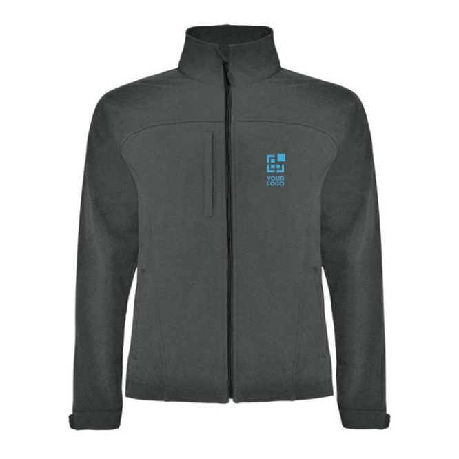 Giacchetto softshell unisex in poliestere a 3 strati vista area di stampa
