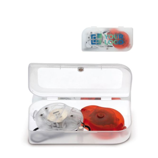Set con 2 luci a LED per bicicletta in scatolina trasparente con logo