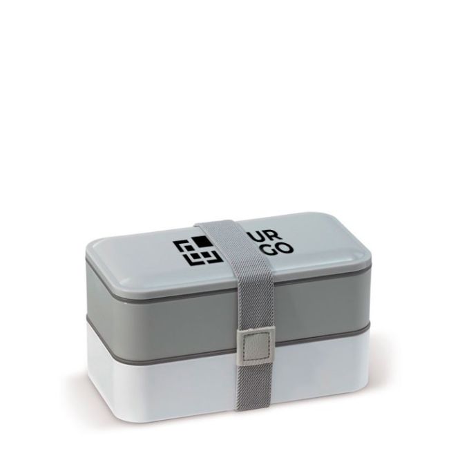Lunch box stile bento a due piani con più scomparti e posate 1.250ml