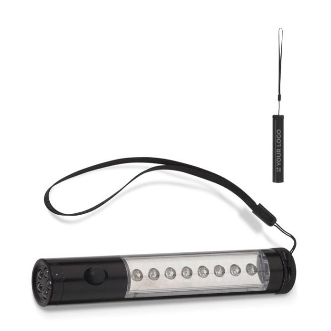 Torcia in alluminio con 13 LED e luce continua o intermittente