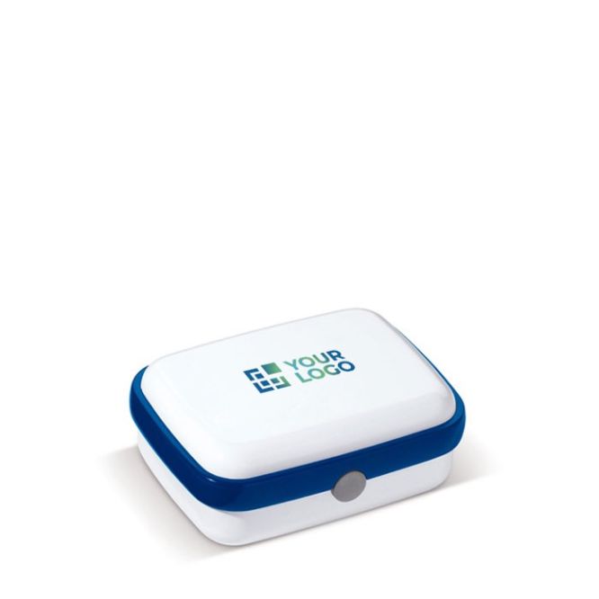 Lunch box bicolore con logo in plastica rigida resistente da 1.000ml color blu