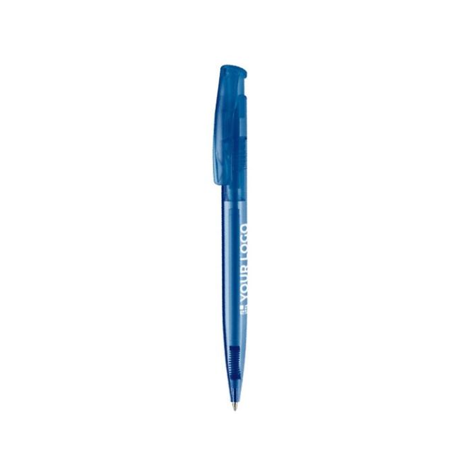 Penna in plastica trasparente con inchiostro blu prodotta in Germania