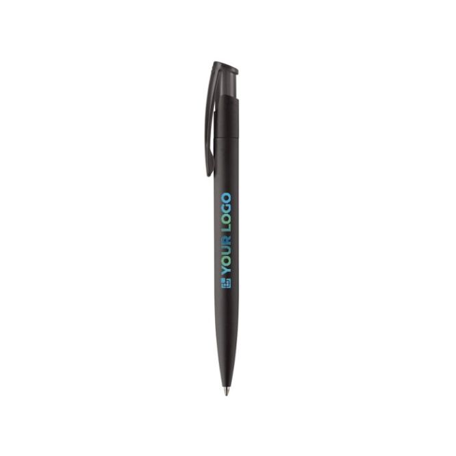 Penna in plastica colorata con finitura soft-touch e inchiostro blu