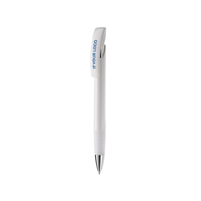 Penna in plastica con clip e impugnatura colorata color azzurro
