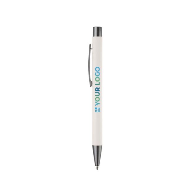 Penna in alluminio con finitura soft-touch e inchiostro blu color bianco seconda vista