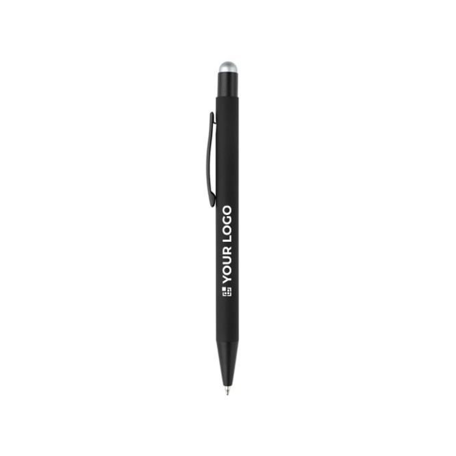 Penna in metallo con gommino touch colorato e inchiostro blu