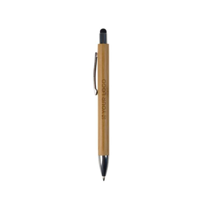 Penna in bambù con gommino touch colorato e inchiostro blu