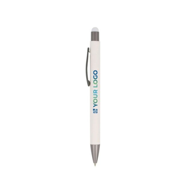 Penna a sfera in carta sostenibile con gommino touch e inchiostro blu
