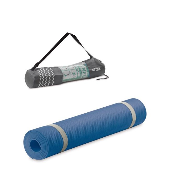 Tappetino fitness spesso 4mm con borsa per il trasporto color blu scuro