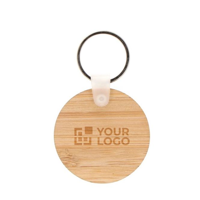 Portachiavi rotondo in bambù personalizzabile Ø45mm