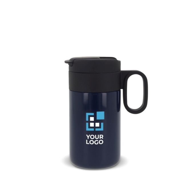 Borraccia in acciaio inox con tappo incernierato nero con manico 250ml