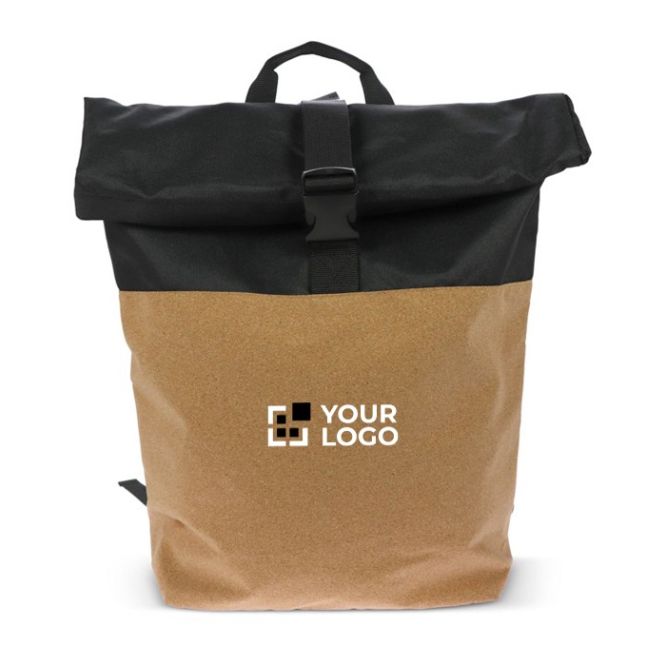 Zaino roll-top in rPET e sughero con scomparto per pc e tablet da 15''
