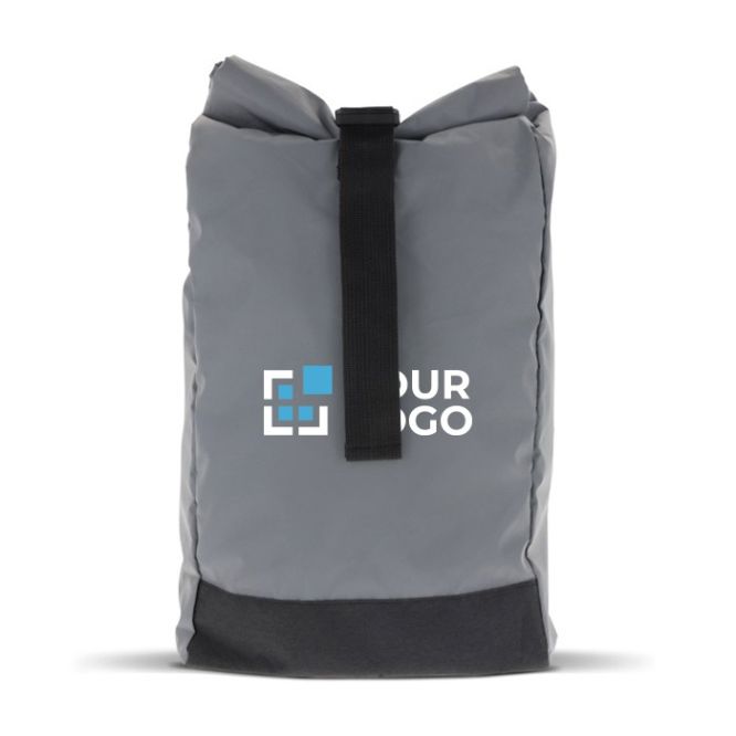 Zaino roll-top di poliestere riflettente con fibbia nera 17l
