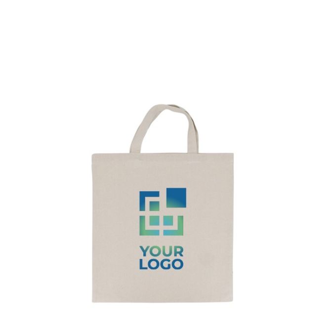 Shopper pubblicitaria con manici corti in cotone OEKO-TEX da 220g/m²
