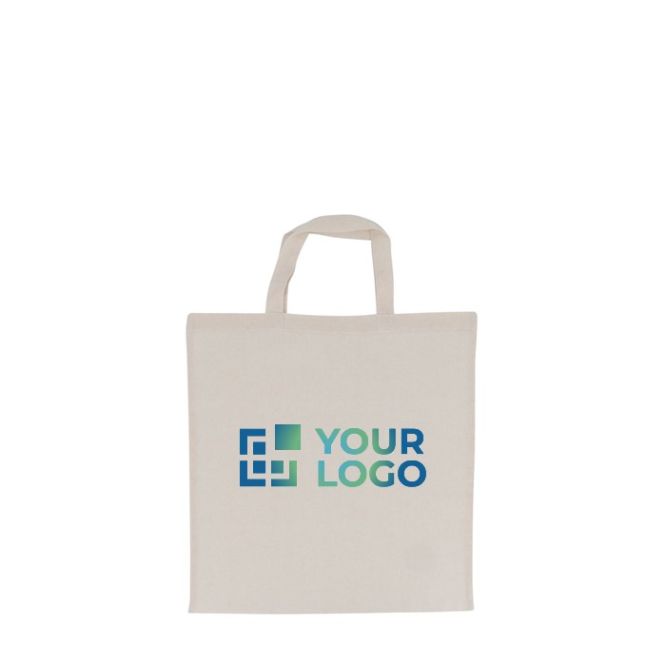 Shopper promozionale con manici corti in cotone OEKO-TEX140 g/m²