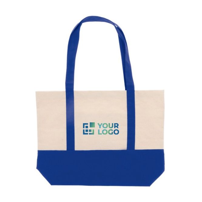 Borsa di cotone OEKO-TEX con base e manici colorati da 280 g/m²