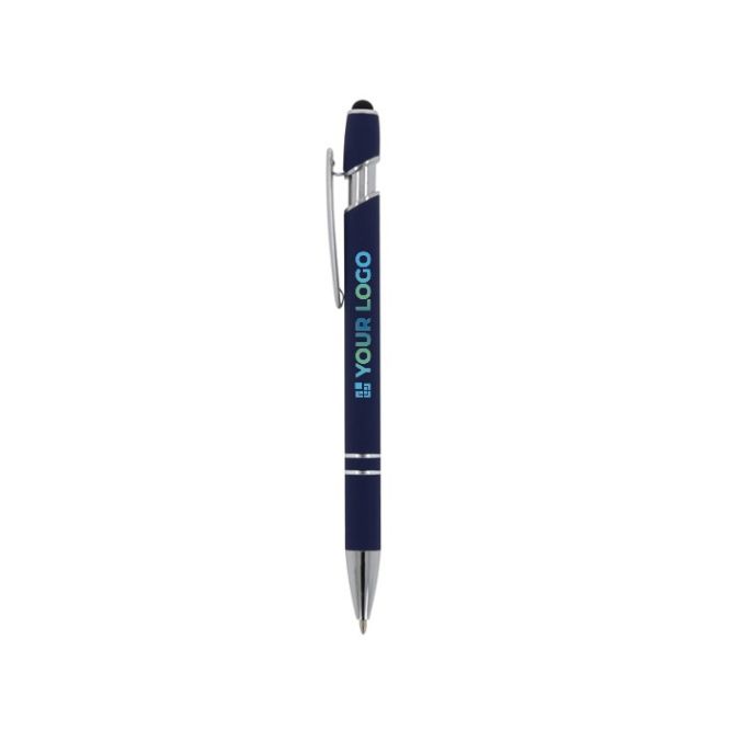 Penna touch in alluminio con finitura soft-touch e inchiostro blu