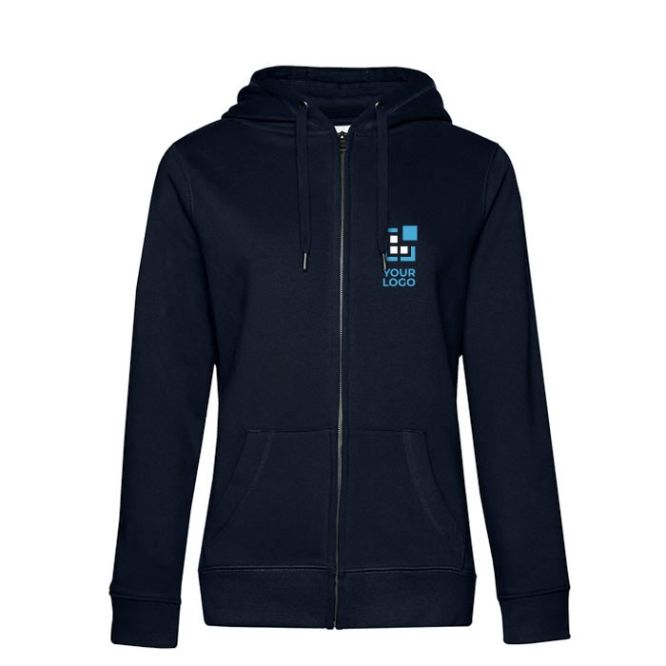Felpa da donna con zip completa in cotone e poliestere 280 g/m² B&C color blu mare