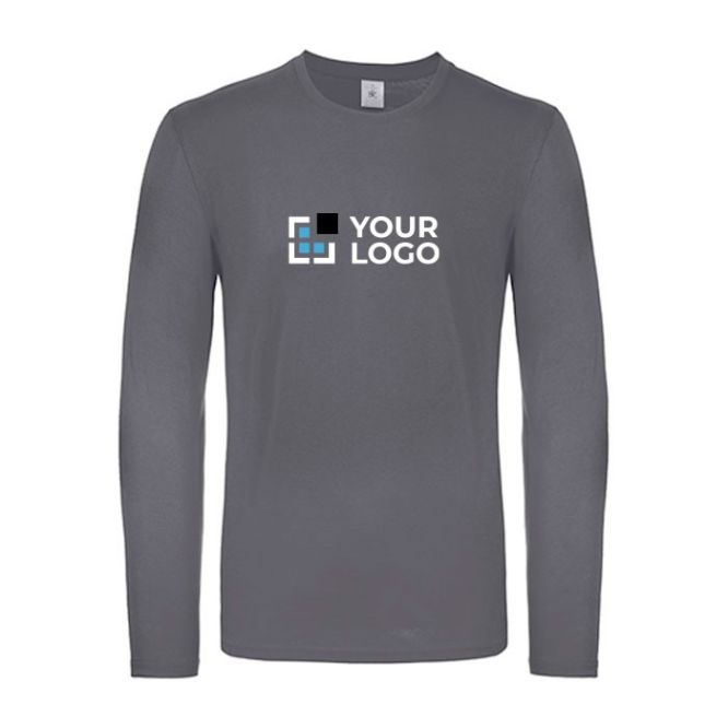 Maglietta da uomo a maniche lunghe in 100% cotone da 145g/m² B&C color grigio scuro