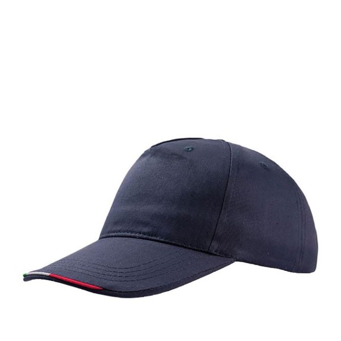 Cappellino in cotone colorato con bandiera italiana sulla visiera