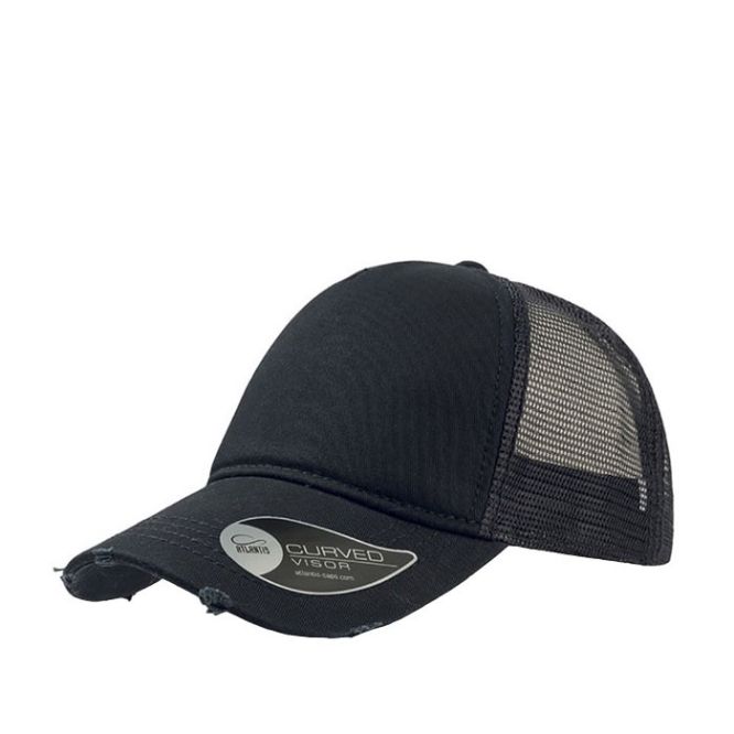 Cappellino in cotone chino con visiera consumata e corpo in rete
